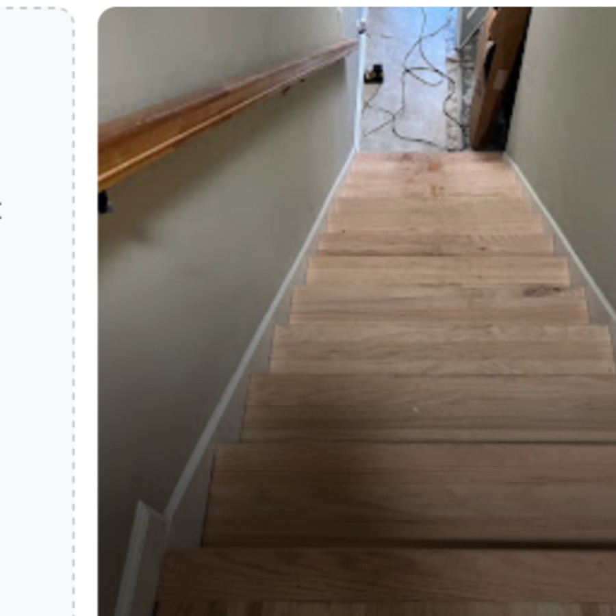 Newly finished wooden staircase